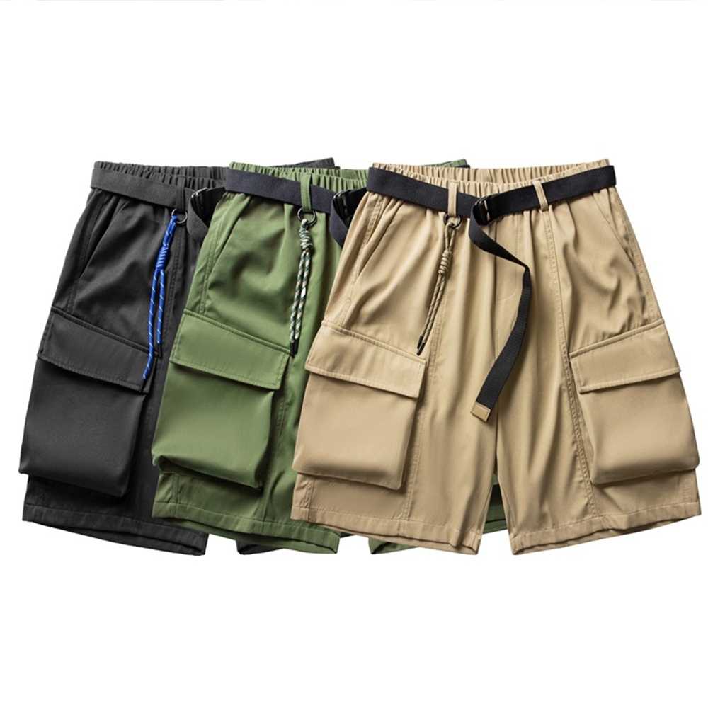 褲子 短褲 五分褲 山系短褲 工裝褲 男生機能褲 寬鬆五分褲 鬆緊短褲 大口袋短褲 及膝短褲 卡其工裝褲 禮物 002