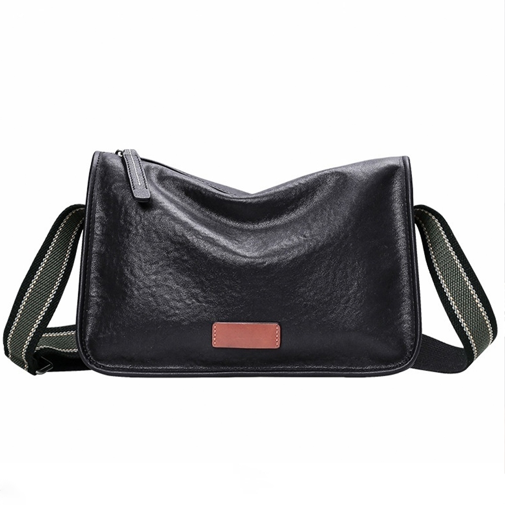 包包 斜背包 男生包包 黑色包包 真皮男包 牛皮包包 黑色斜背包 真皮單肩包 休閒牛皮包 通勤小包包 男生禮物 058