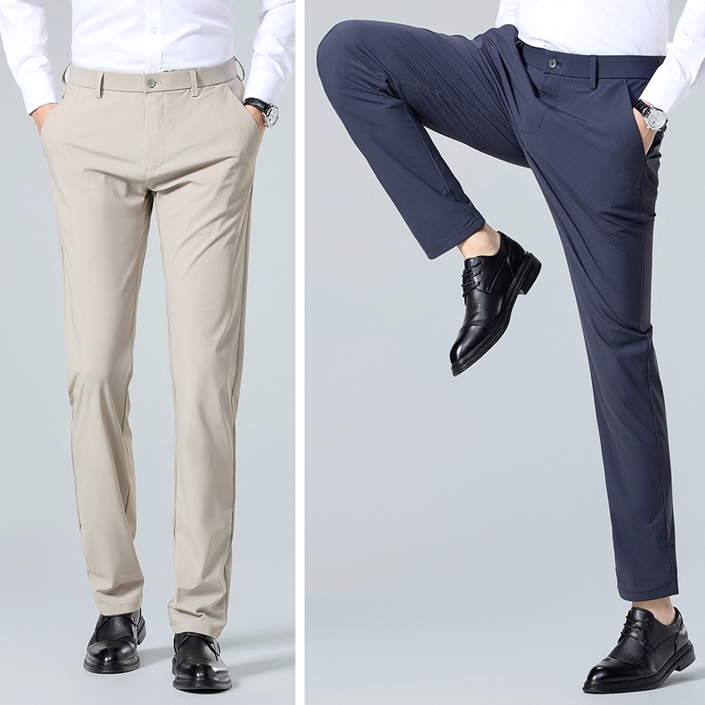 褲子 長褲 西裝褲 黑色長褲 直筒褲 通勤褲 冰絲凉感 休閒褲 男生直筒褲 商務西褲 抗皺長褲 上班通勤族 禮物 001