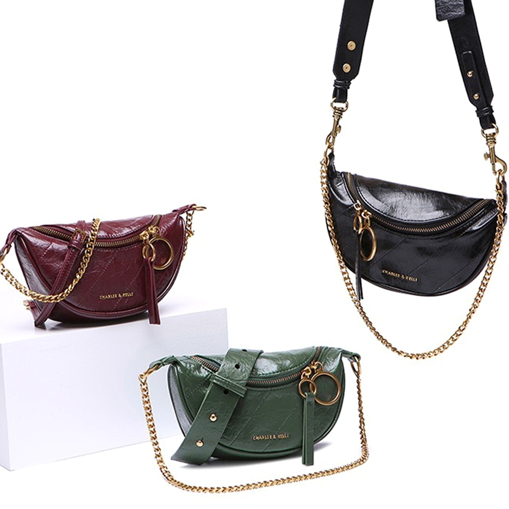 包包 腋下包 斜背包 手提單肩包 油蠟面包包 綠色包包 鍊條包 馬鞍包 寬背帶包包 斜背小包 閨蜜禮物 生日禮物 733