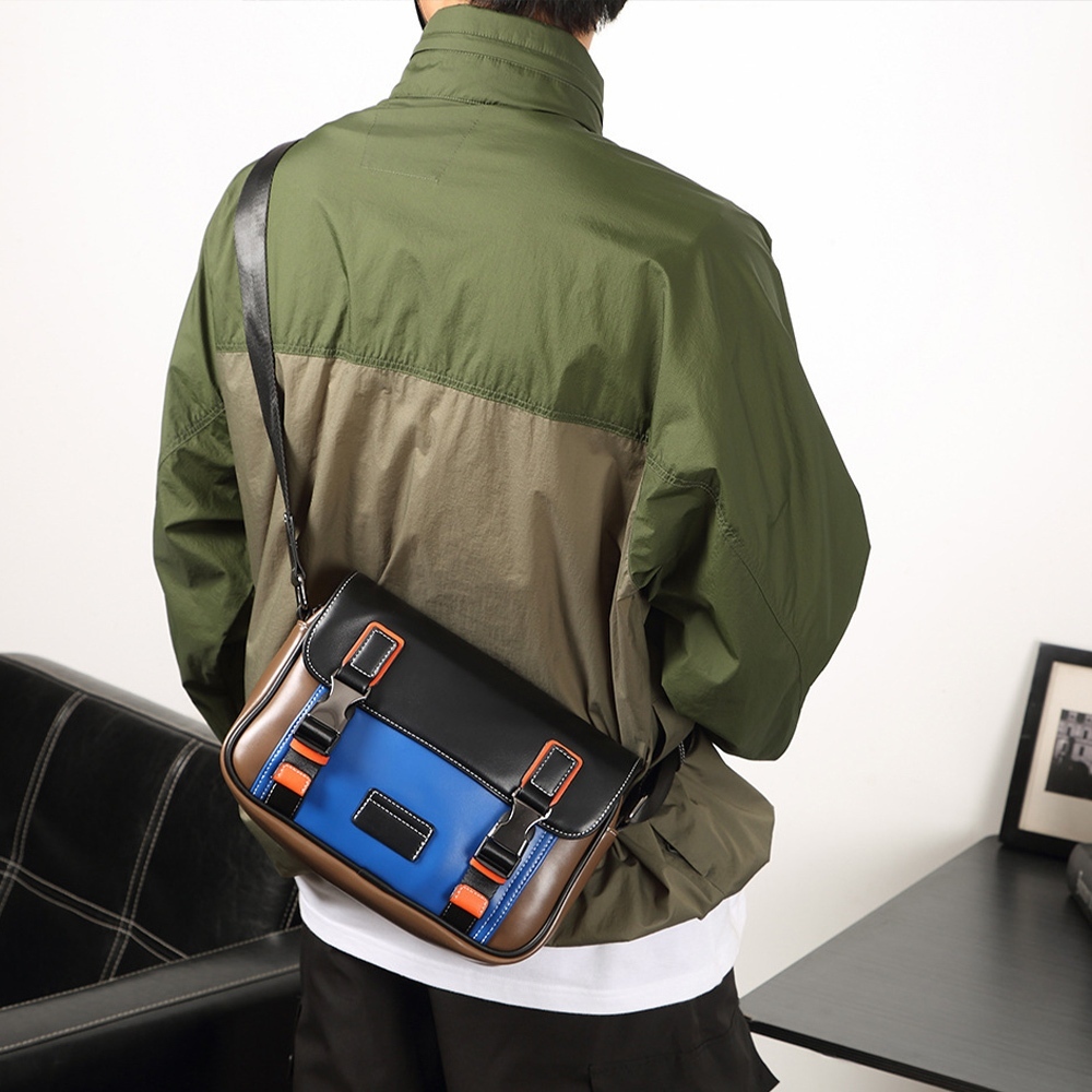 包包 郵差包 拼接包包 斜背包 跳色包包 小方包 格子包包 棋盤格包包 休閒斜背包 大容量斜背包 黑色包包 禮物 334