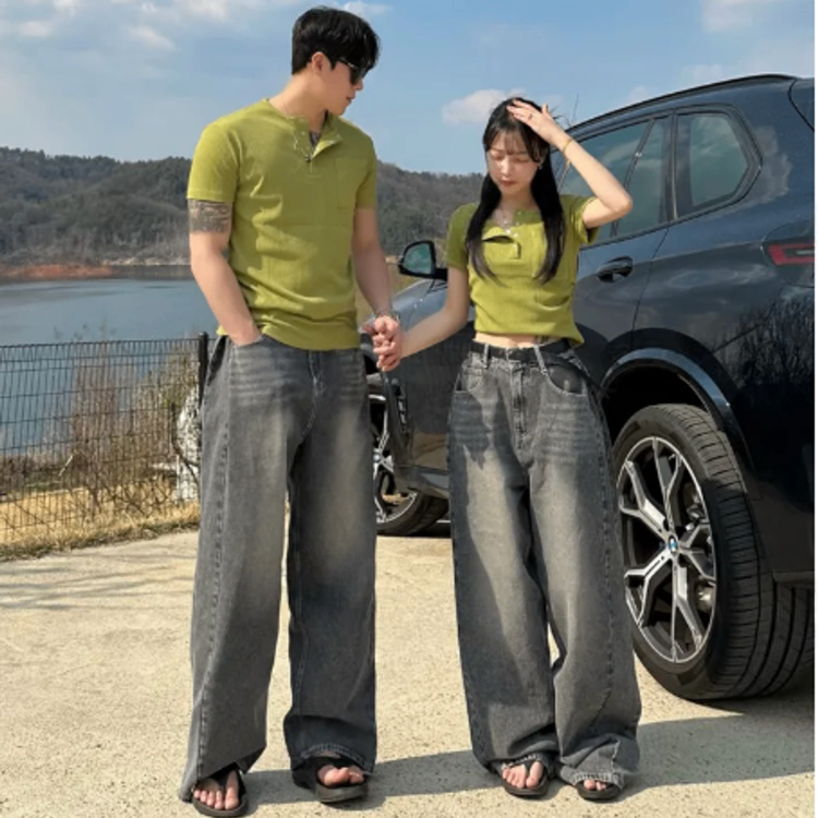 按扣羅紋T恤情侶裝（基本款/短款）