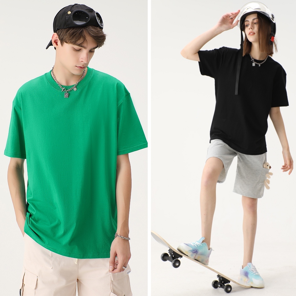 上衣 t恤 大尺碼短t 重磅短t 圓領上衣 純棉短t 寬鬆 落肩上衣 白t 男女裝 打底衫 基本款t恤 不透膚 002