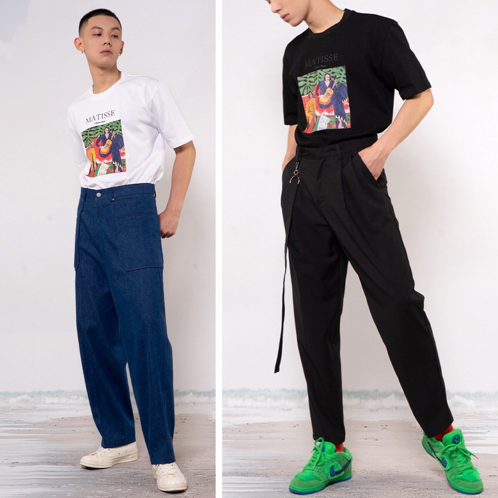 上衣 短t 純棉短袖 T恤 男生t恤 印花上衣 油畫t 黑上衣 設計短T 寬鬆短T 圓領上衣 大尺碼男裝 3XL 006