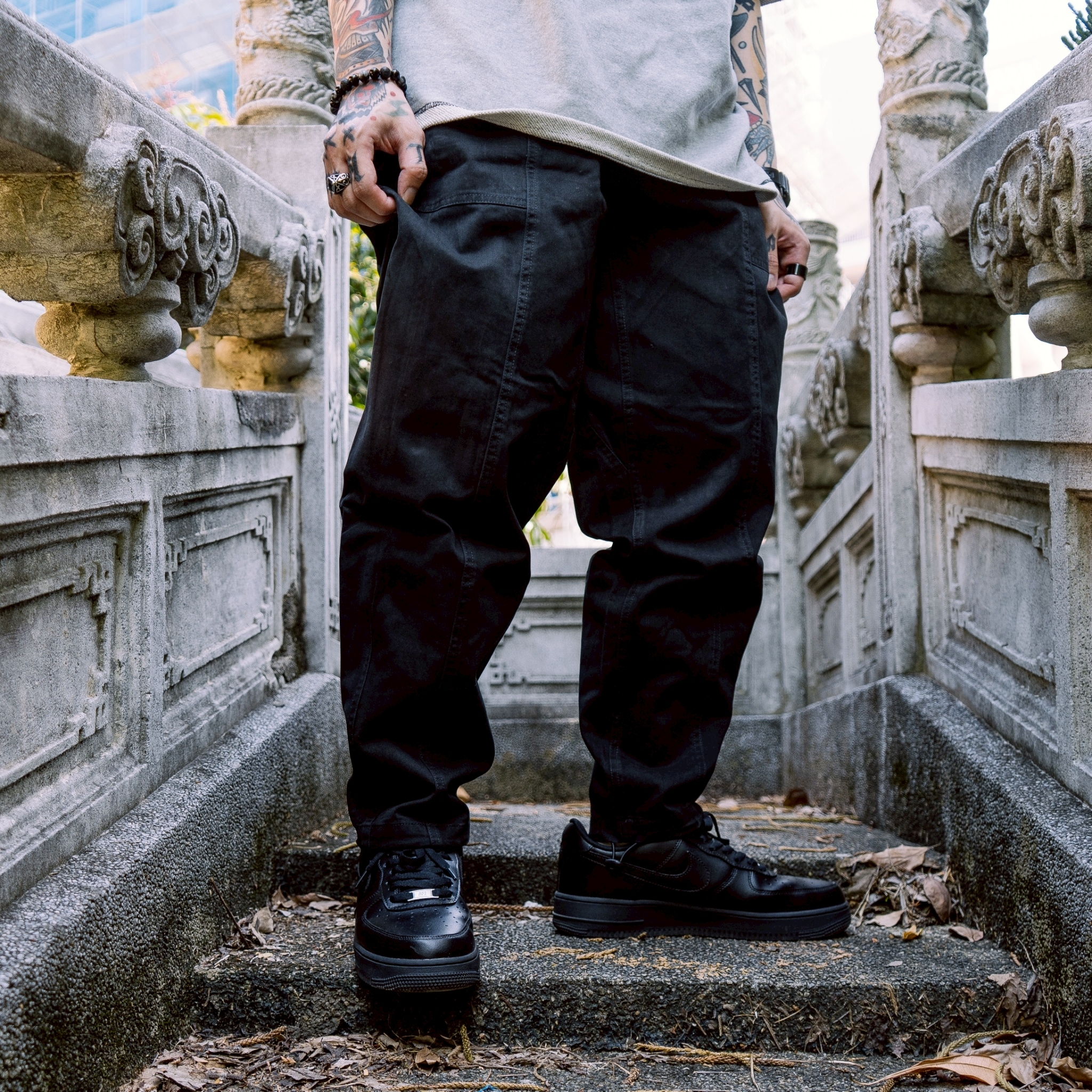 XCTRL 多剪裁腰帶工作褲-黑