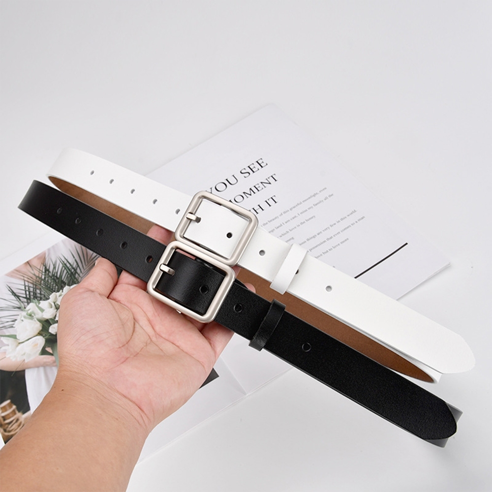 腰帶 皮帶 褲帶 真皮皮帶 中性腰帶 方扣皮帶 銀扣腰帶 韓國皮帶 牛皮皮帶 女皮帶 黑色皮帶 高級感 生日禮物 011