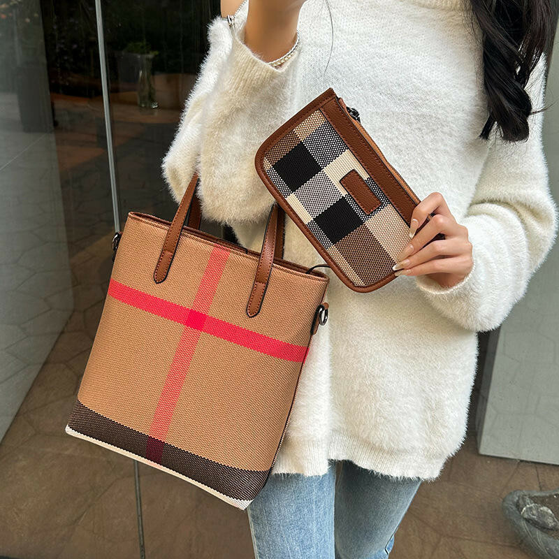 女生包包 托特包 帆布包 真皮包包 格子包包 大容量托特包 子母手提包 帆布托特包 上班包 送長輩 送女生 禮物 709