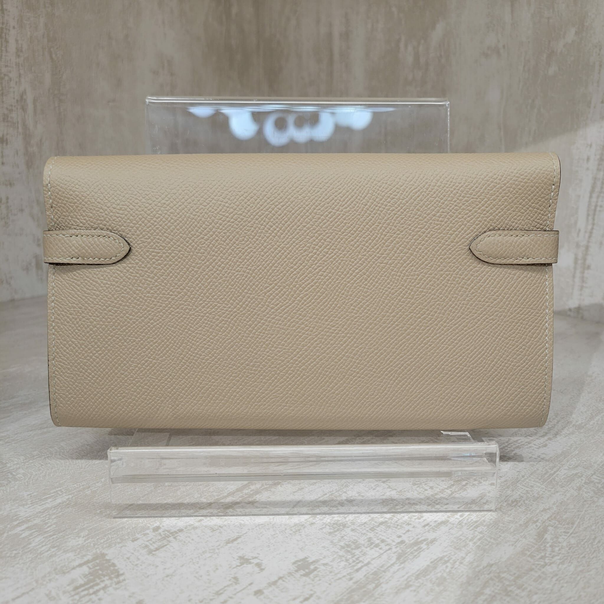 99%NEW HERMES KELLY WALLET S2 TRENCH CK 風衣灰 銀扣