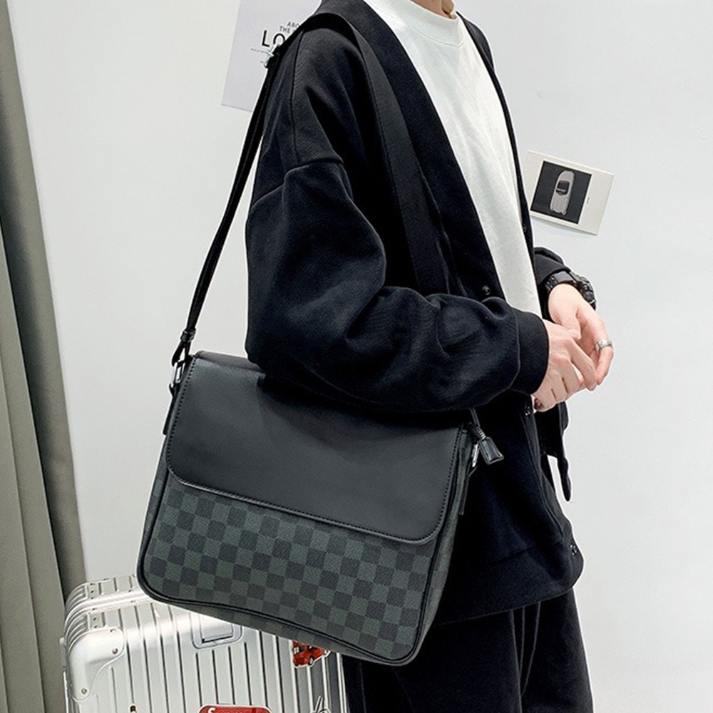 包包 側背包 郵差包 皮革斜背包 a4包包 棋盤格斜背包 郵差側背包 皮革郵差包 ipad包 男生包包 生日禮物 289