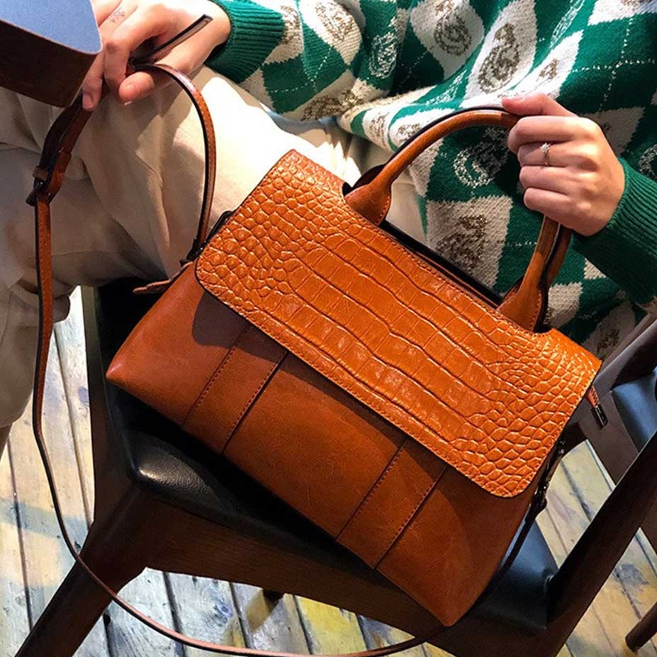 包包 手提包 大方包 牛皮手提包 手提斜背包 女包 氣質手提包 大容量包包 白色大包 通勤包 鱷魚紋手提包 禮物 138