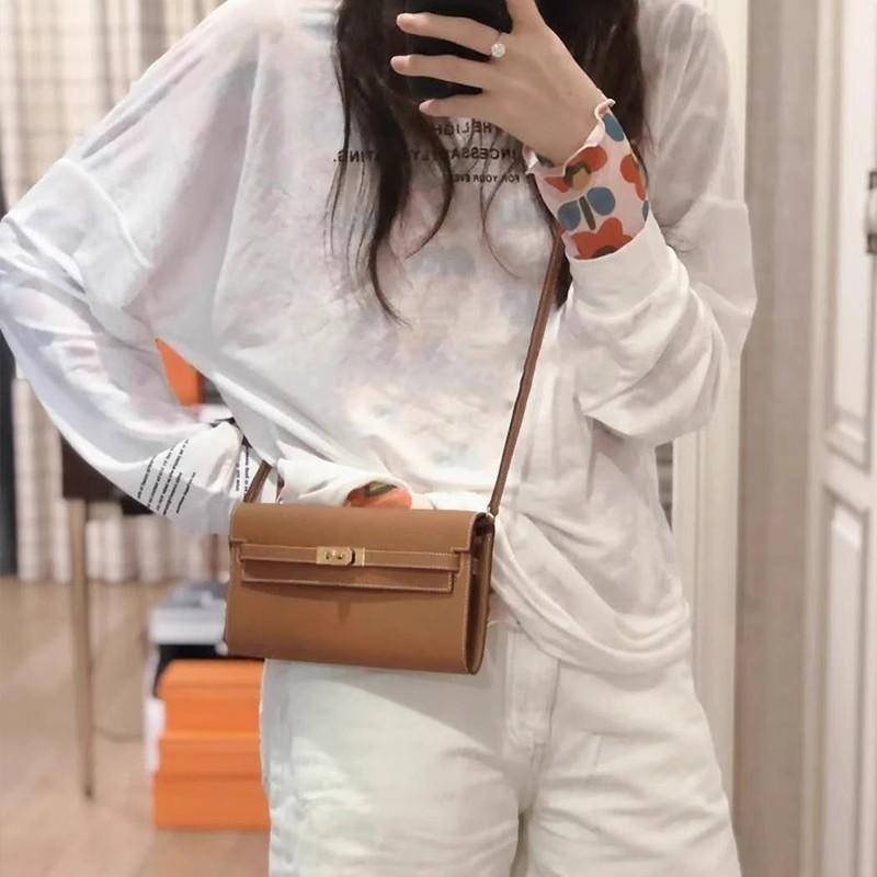 包包女 凱莉包 真皮女包 單肩包 側背凱莉包 長款手拿包 真皮斜背包 小包包 多功能錢包 手機包 送女生 禮物 137