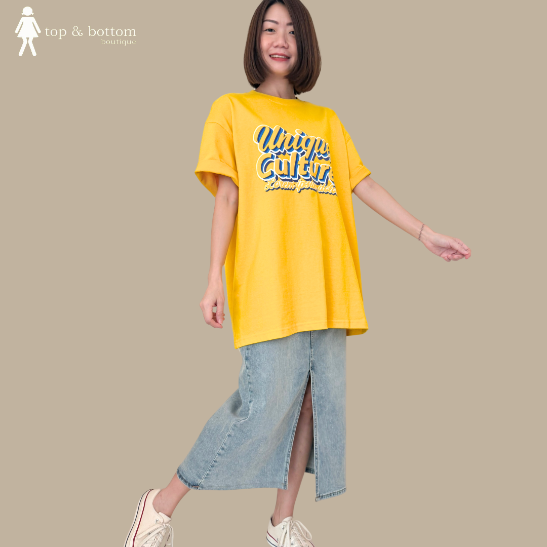 COLOUR WORDING OVERSIZE LONG TEE
