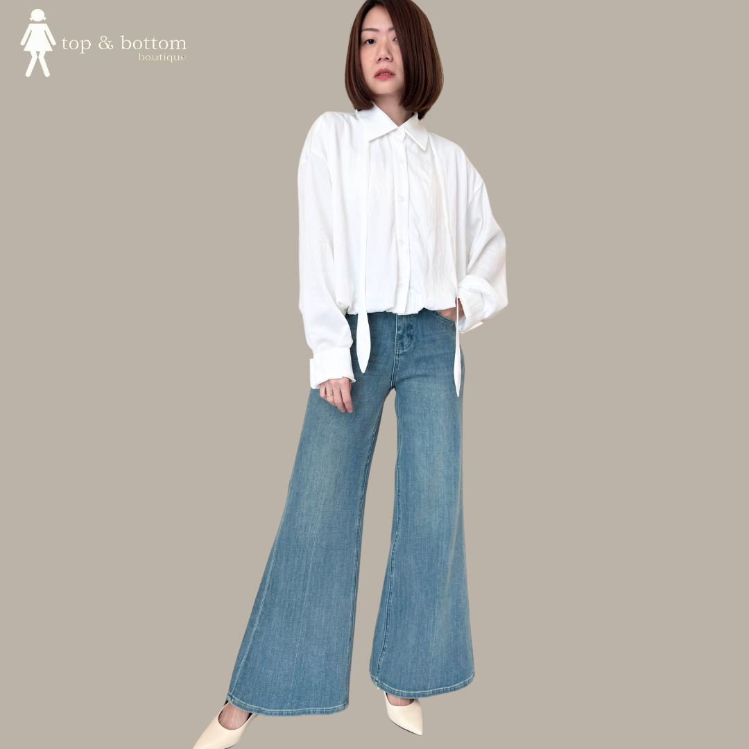 LONG SLEEVE BUBBLE HEM SHORT SHIRT