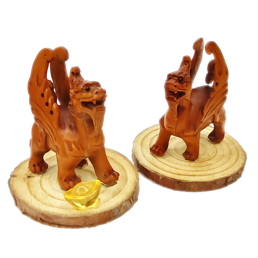 飛天貔貅{黃楊木}【十方】152338