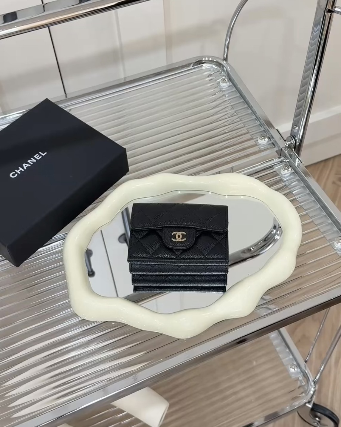 CHANEL｜COCO 迷你三折短夾 黑淡金