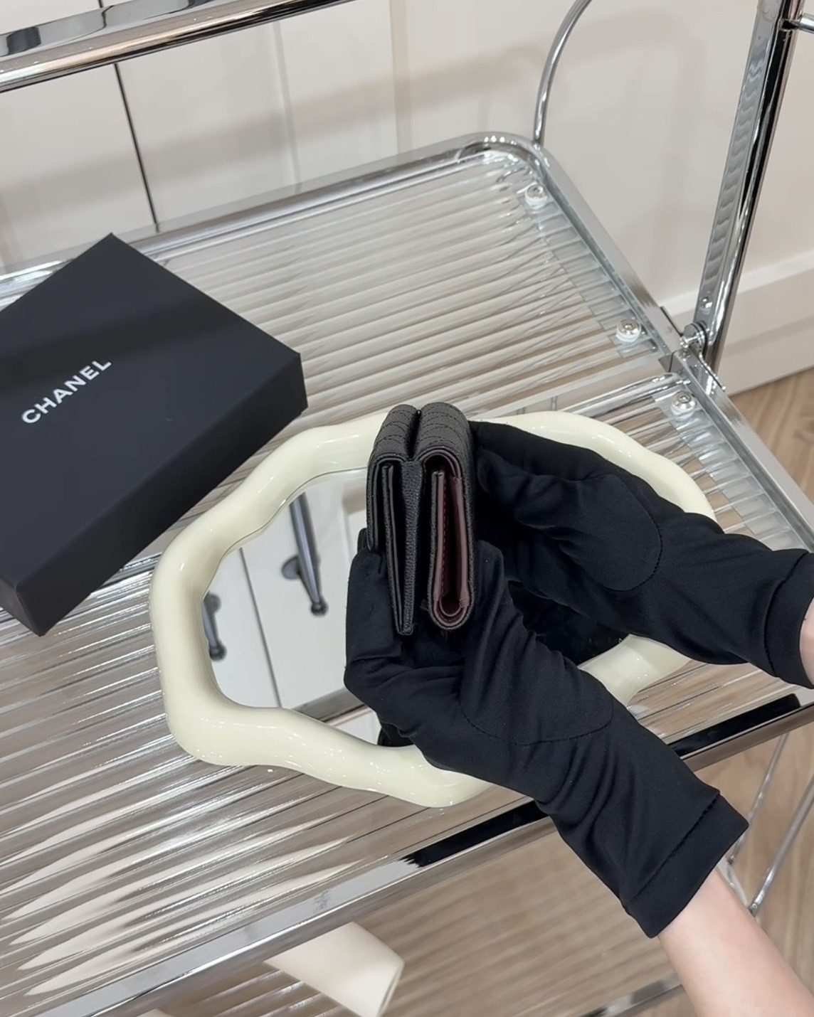 CHANEL｜COCO 迷你三折短夾 黑淡金