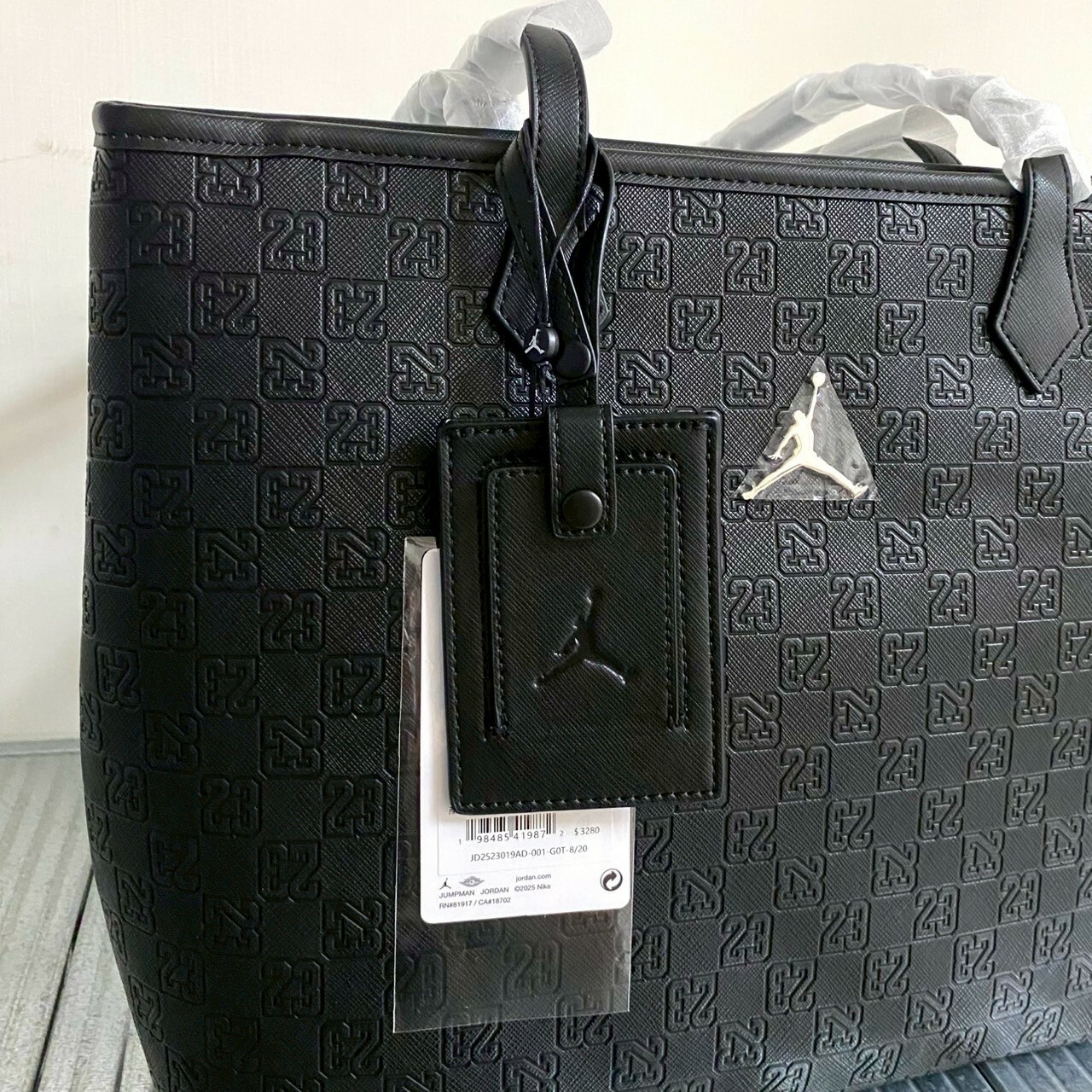 Nike 托特包 Jordan Monogram 黑銀滿版印花手提包 隨行包 包包 JD2523019AD-001