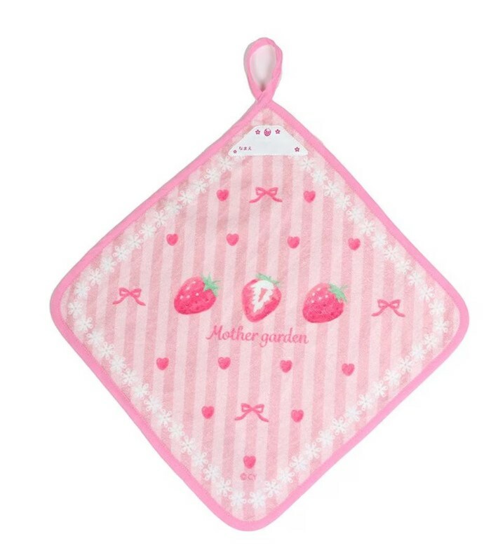 【日本 Mother Garden】 掛式擦手巾系列 草莓、愛心草莓 (15×15cm)