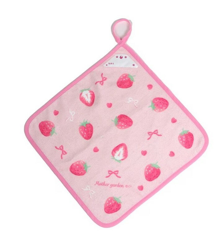 【日本 Mother Garden】 掛式擦手巾系列 草莓、愛心草莓 (15×15cm)