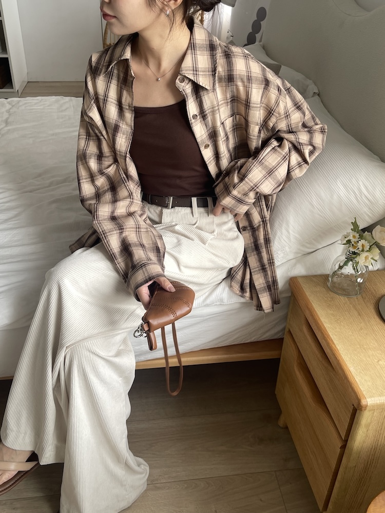 格子背心兩件套裝