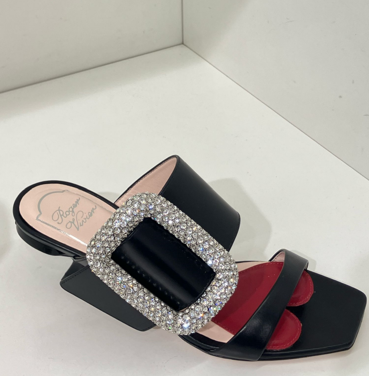 Roger Vivier RV viv choc leather sandal black