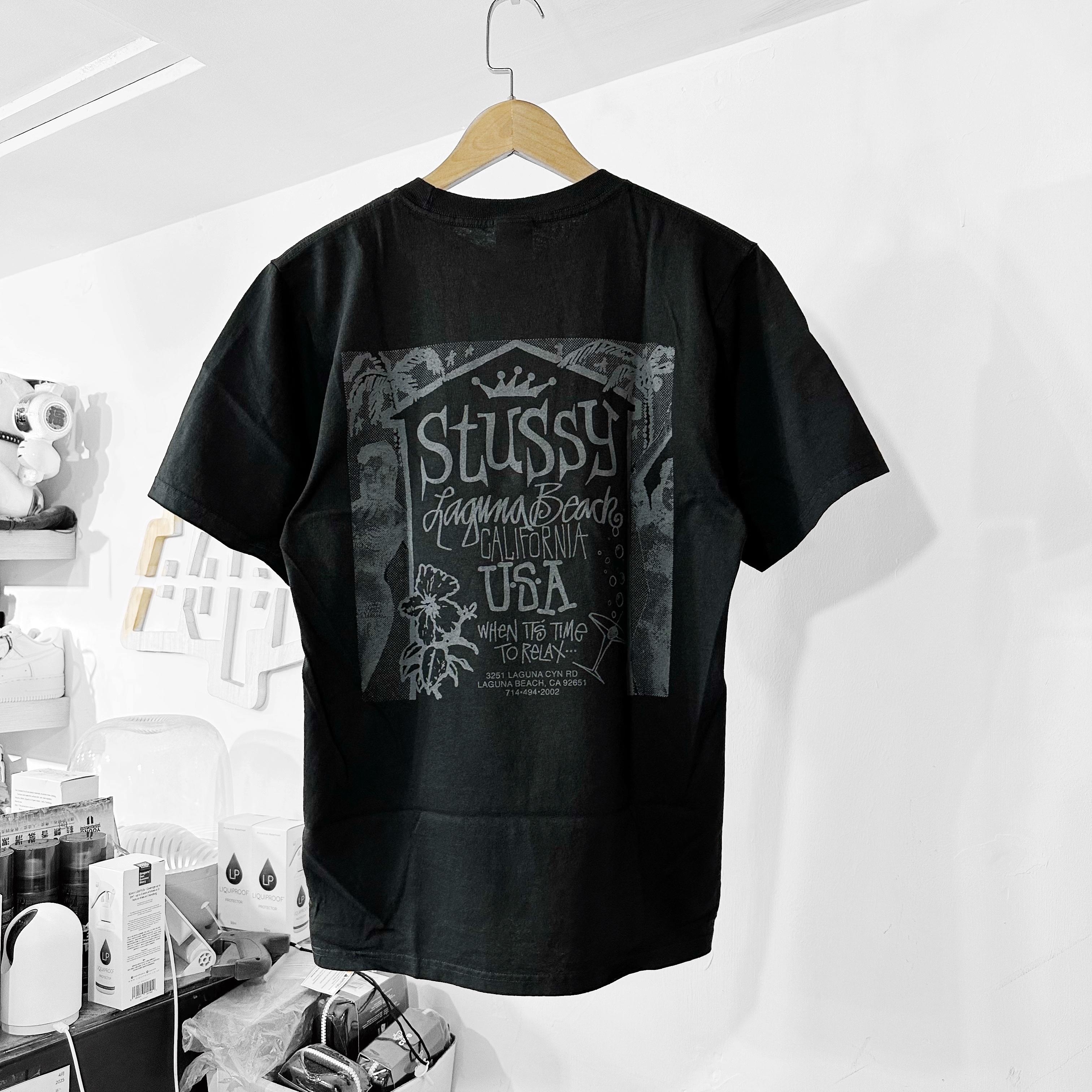 STÜSSY  Beach House Pigment Dyed T-Shirt (Black)