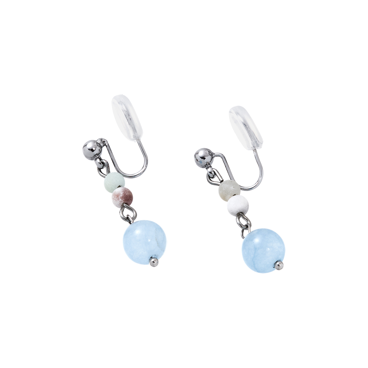 海藍寶,天然石,串珠,耳夾,平價飾品