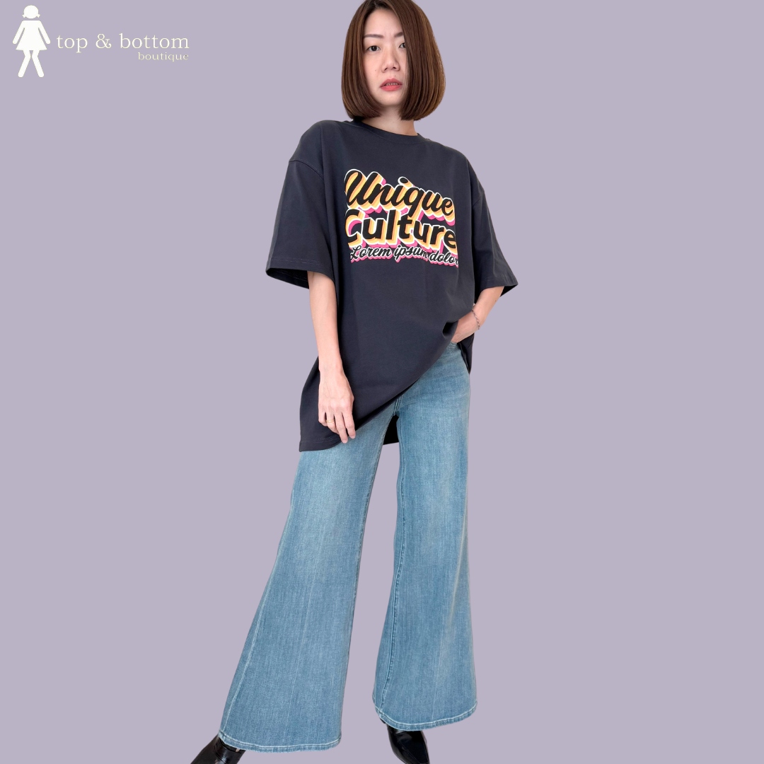 COLOUR WORDING OVERSIZE LONG TEE