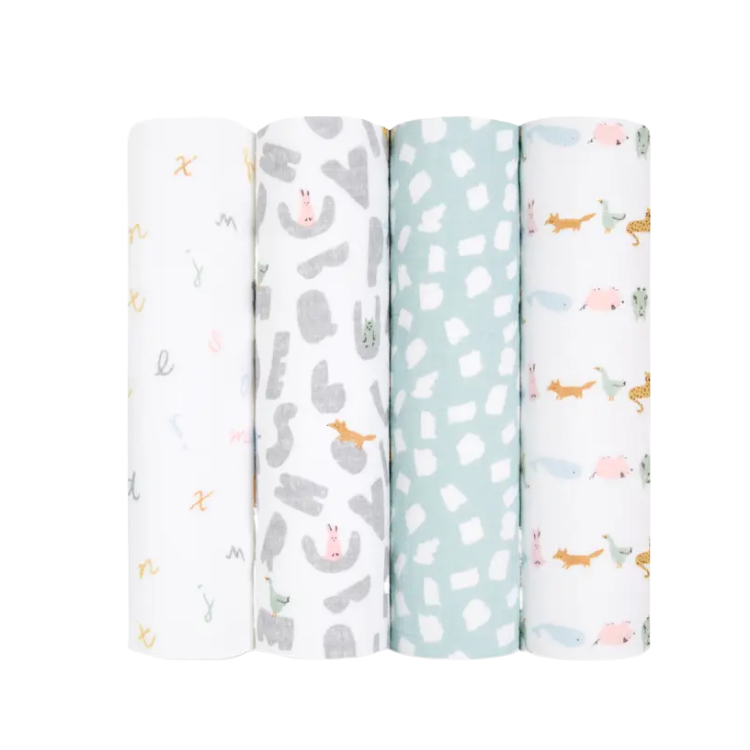 ADEN + ANAIS Essentials Muslin 輕柔新生兒包巾4條裝 - 給寶寶最溫柔的呵護
