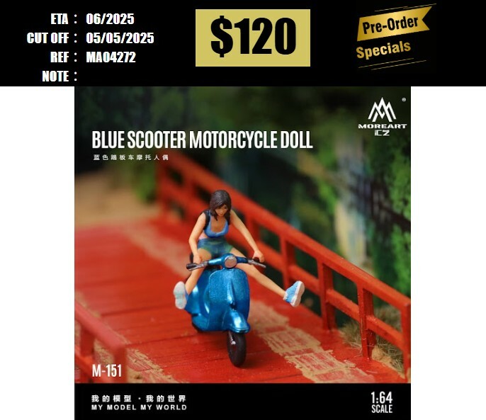 PO-$120 * MOREART * 1:64 FIGURE - TWO TONE SCOOTER MOTORCYCLE DOLL BLUE(MO222151) [OD27/04]