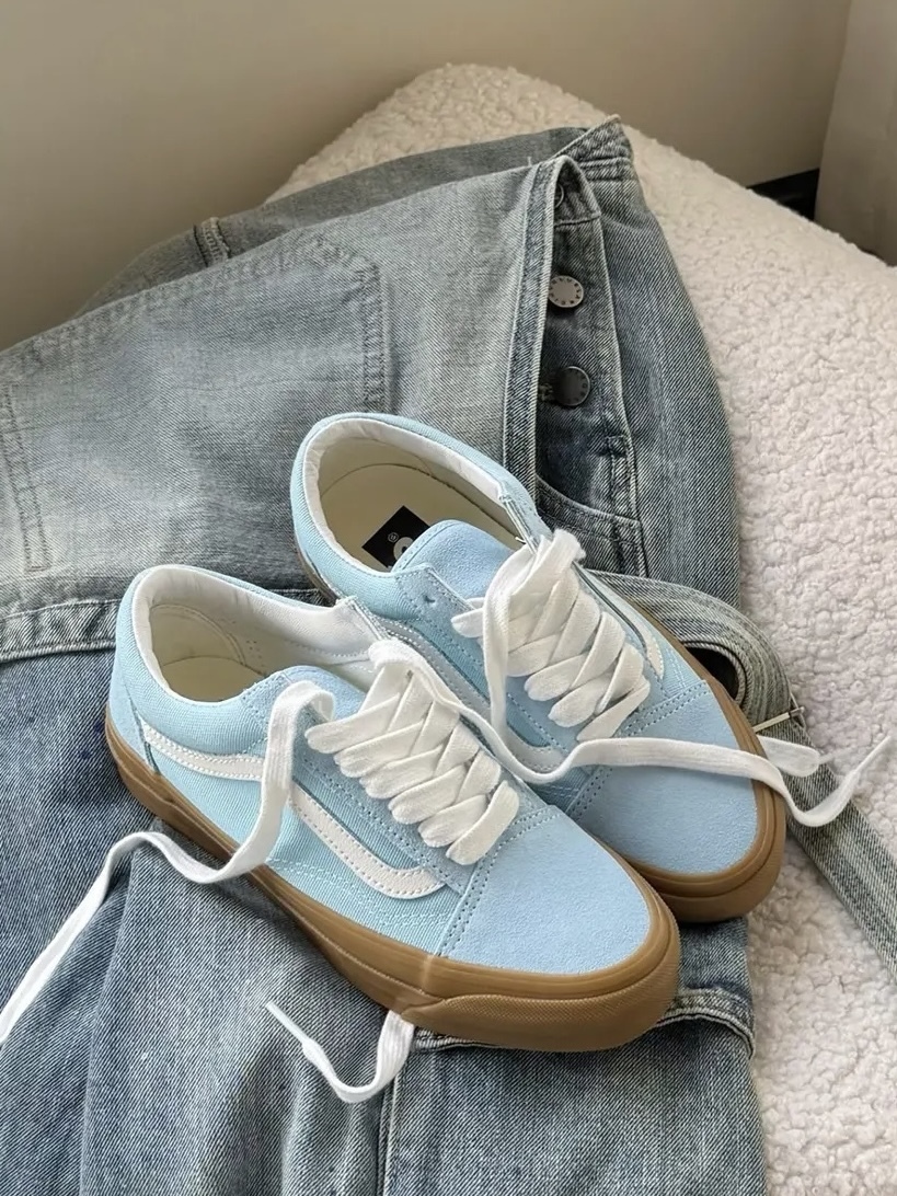 VANS PREMIUM LX OLD SKOOL 多巴胺色系 天空藍 水藍 白色 焦糖底 復古 高階系列 男女鞋 VN000D56CAU / 調貨