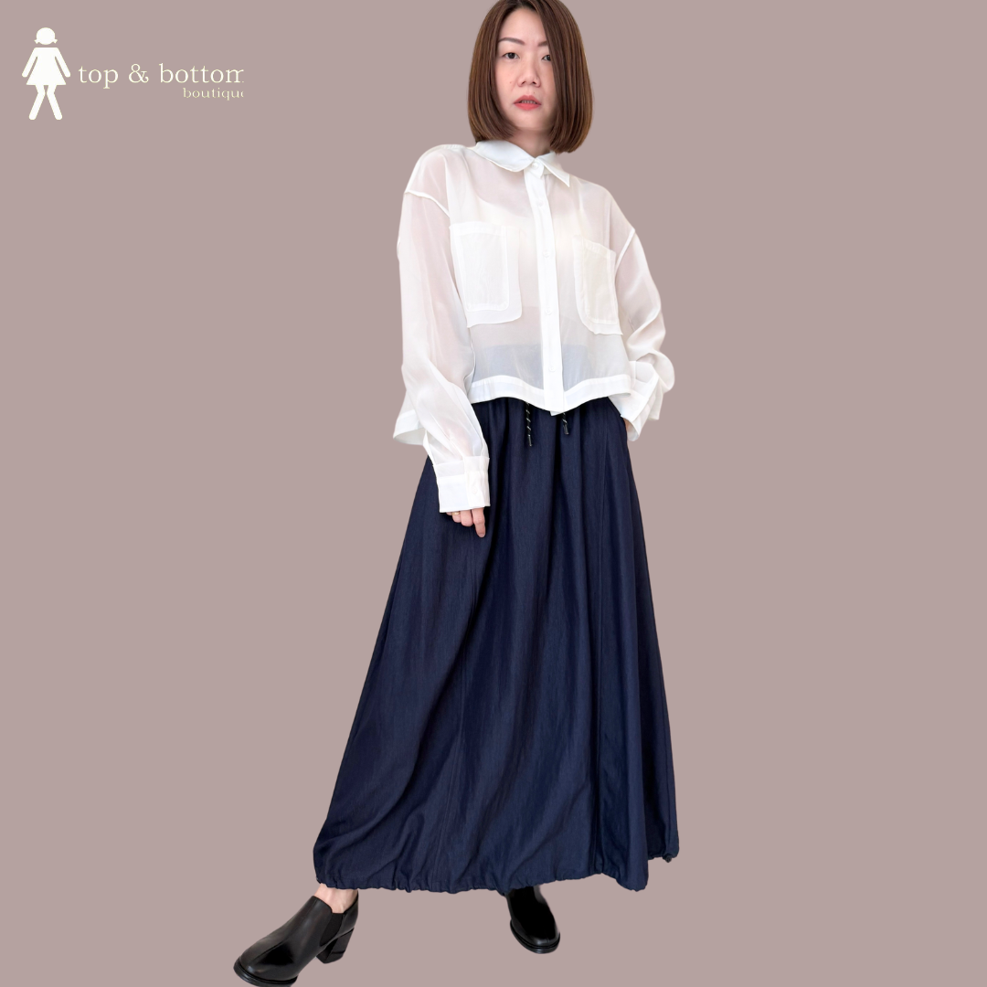 LONG SLEEVE SHEER POCKET SHORT SHIRT