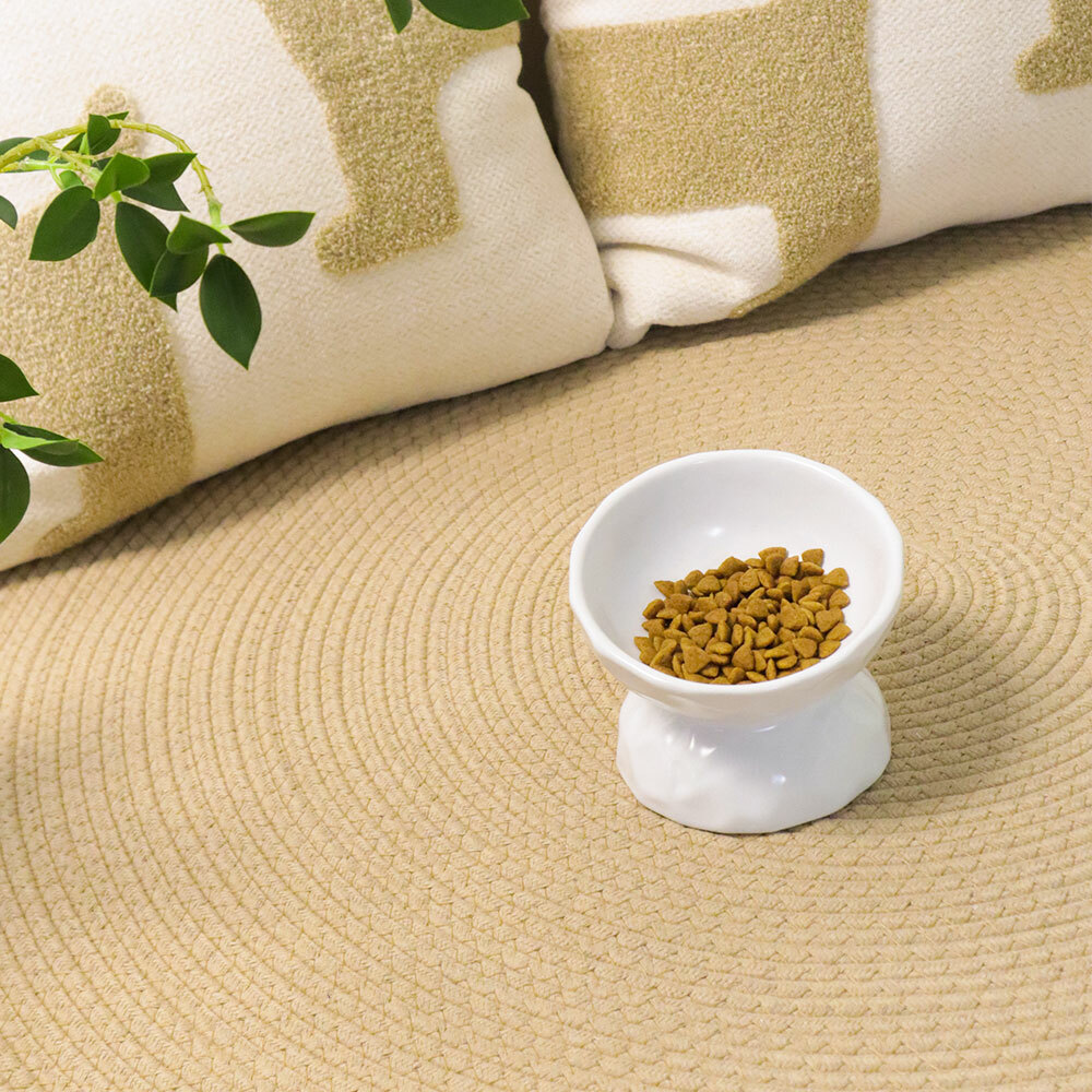 Personalized Elevated Pet Food Bowl, Ceramic Raised and Tilted Water Bowl, Anti Vomiting and Protect Pets' Spines Dishes for Small Dog, Fat Faced Cat, Kitten