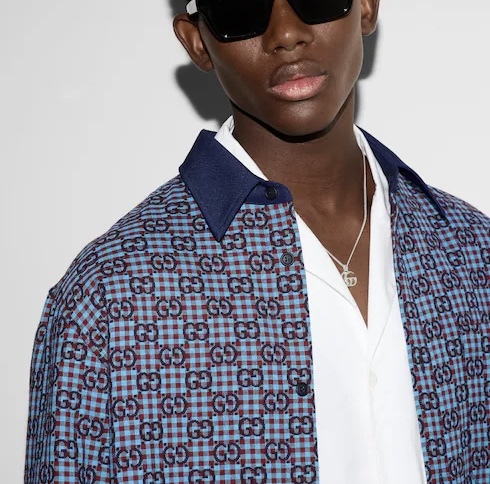 Gucci GG vichy cotton wool jacquard shirt