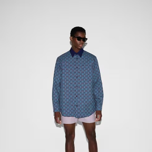 Gucci GG vichy cotton wool jacquard shirt
