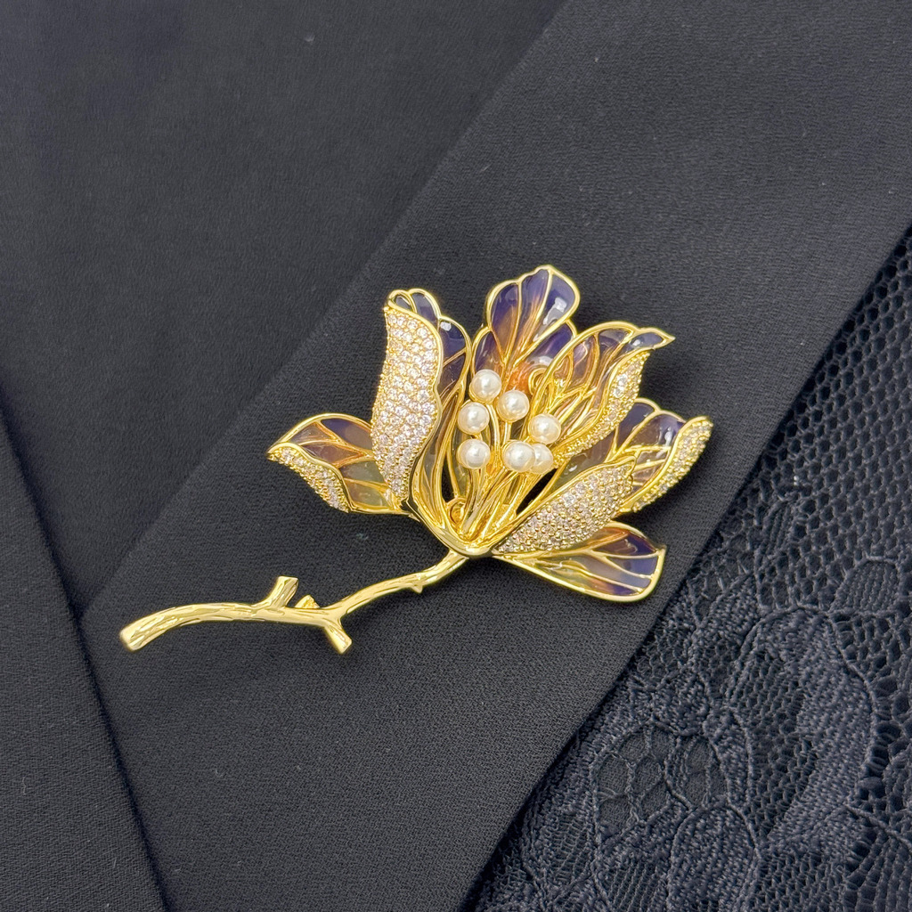 紫橙琉璃花胸針