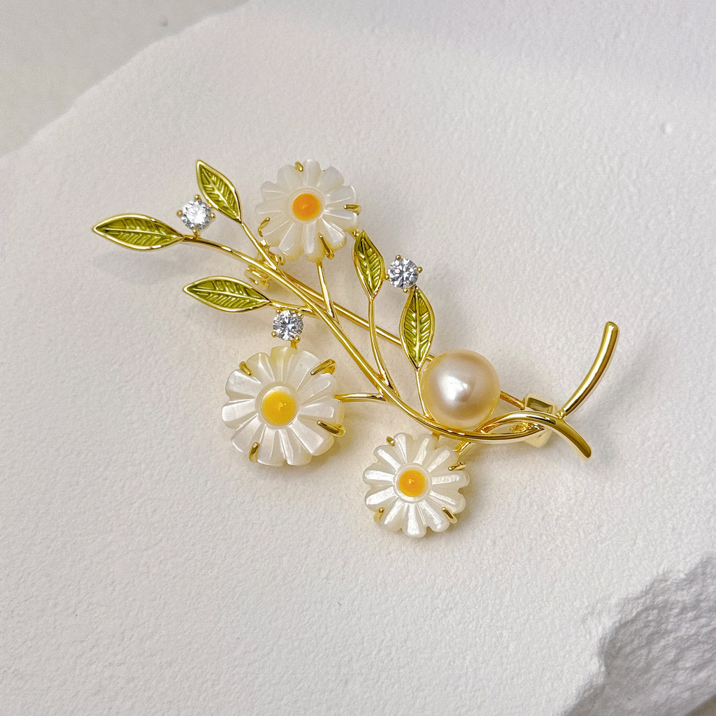 純白雛菊胸針