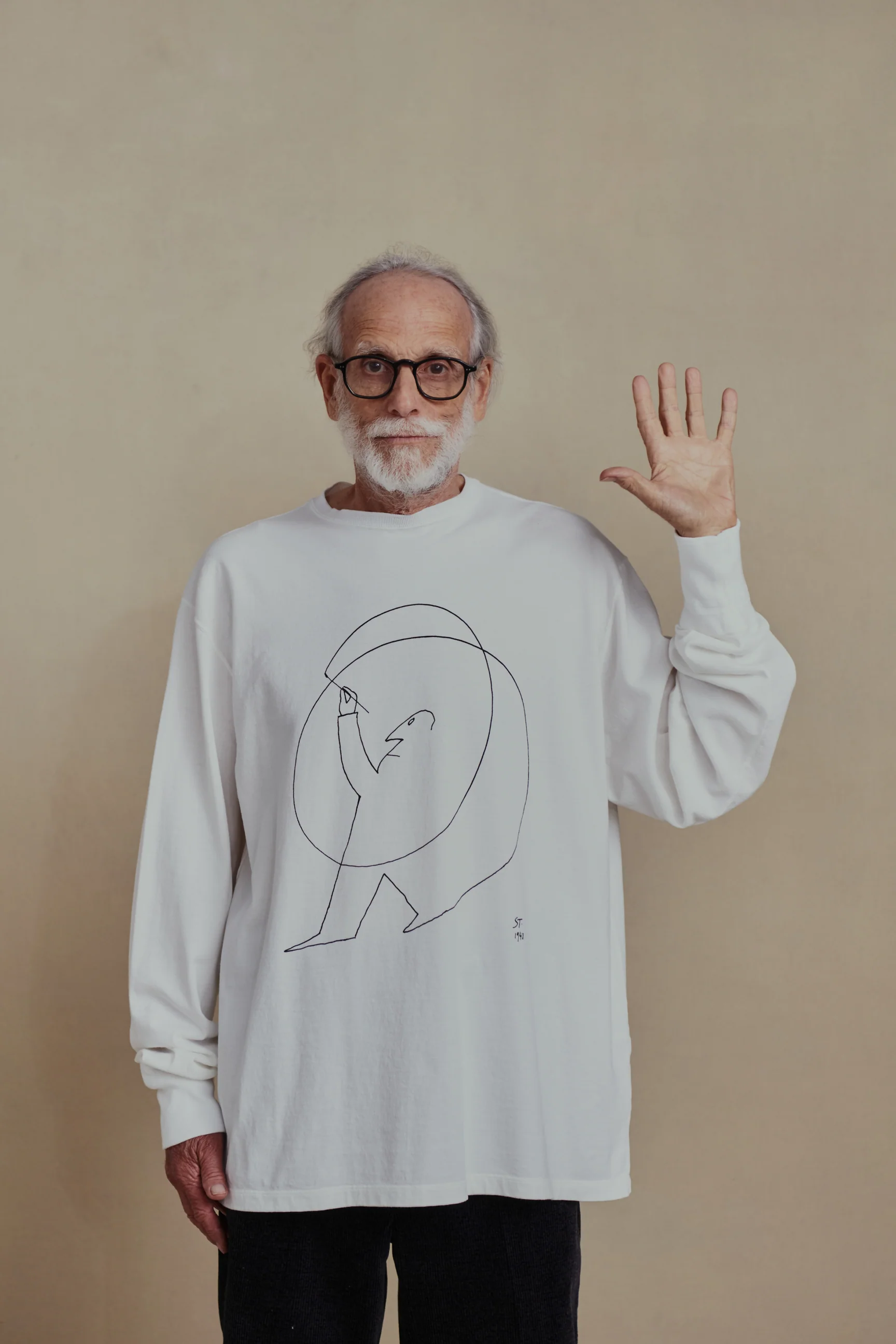 OLD JOE LONG SLEEVE CREW-NECK TEE / SAUL STEINBERG
