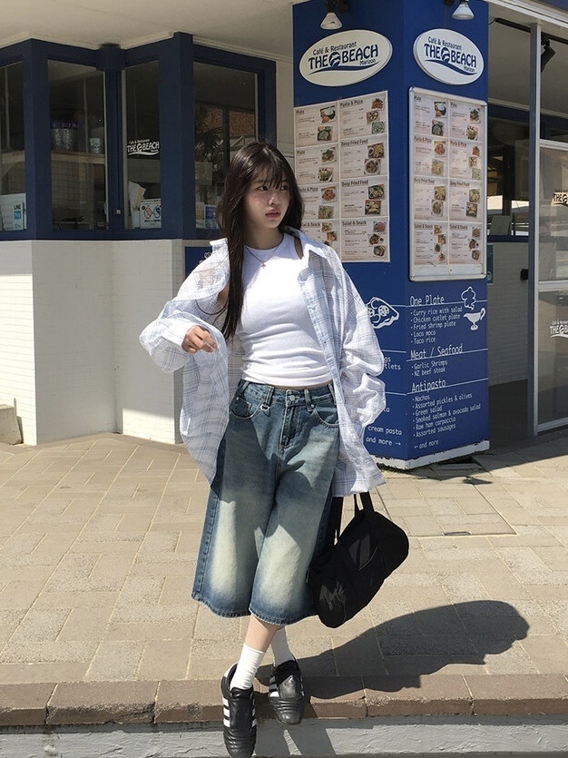 【Anyone more】Harley Bermuda Washing Denim Pants anyonemore Harley Bermuda Washed Denim Pants