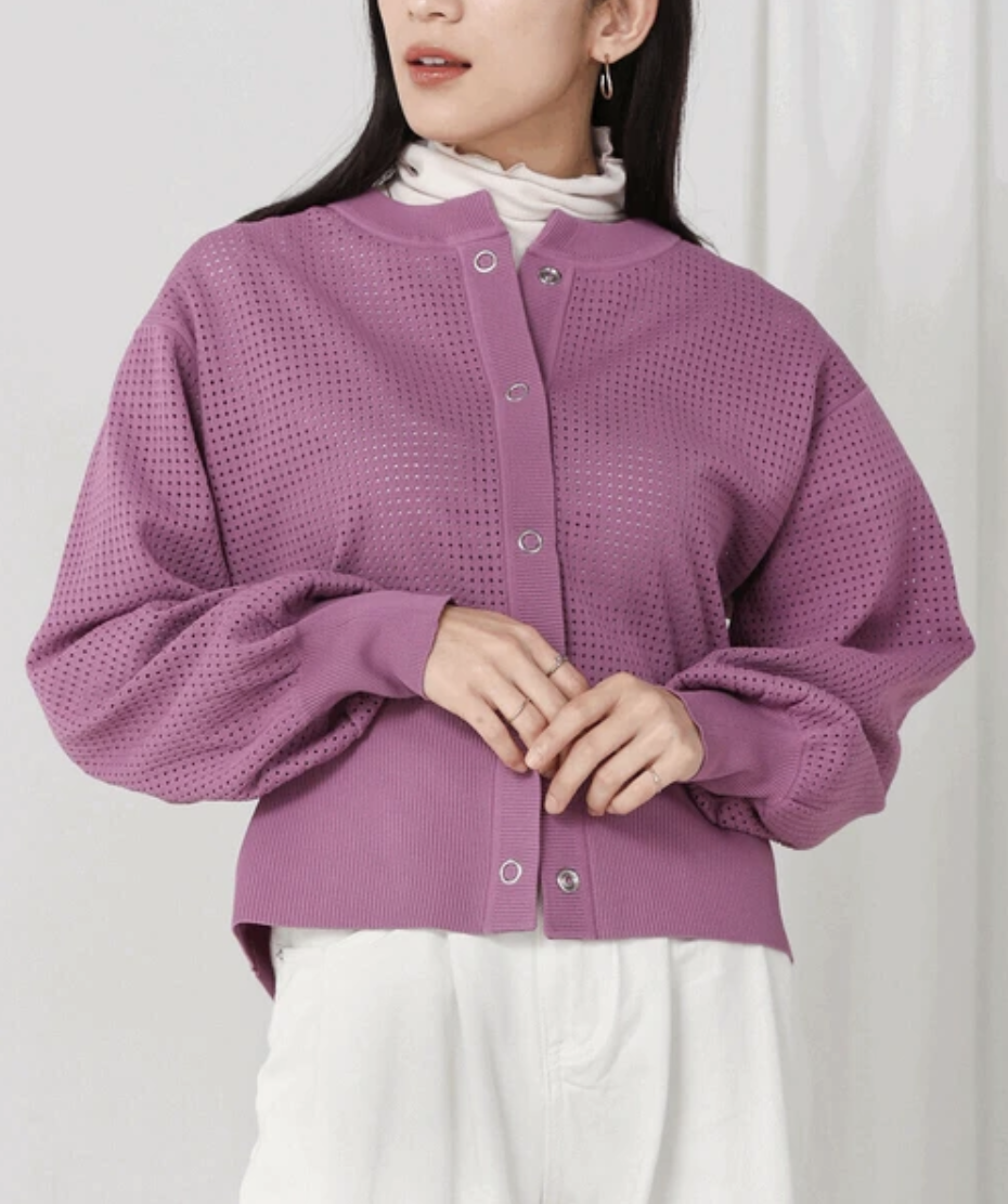 ｛Special Price} 簡約風​​網眼輕觸感針織外套  ( 2色入）【日本直送】