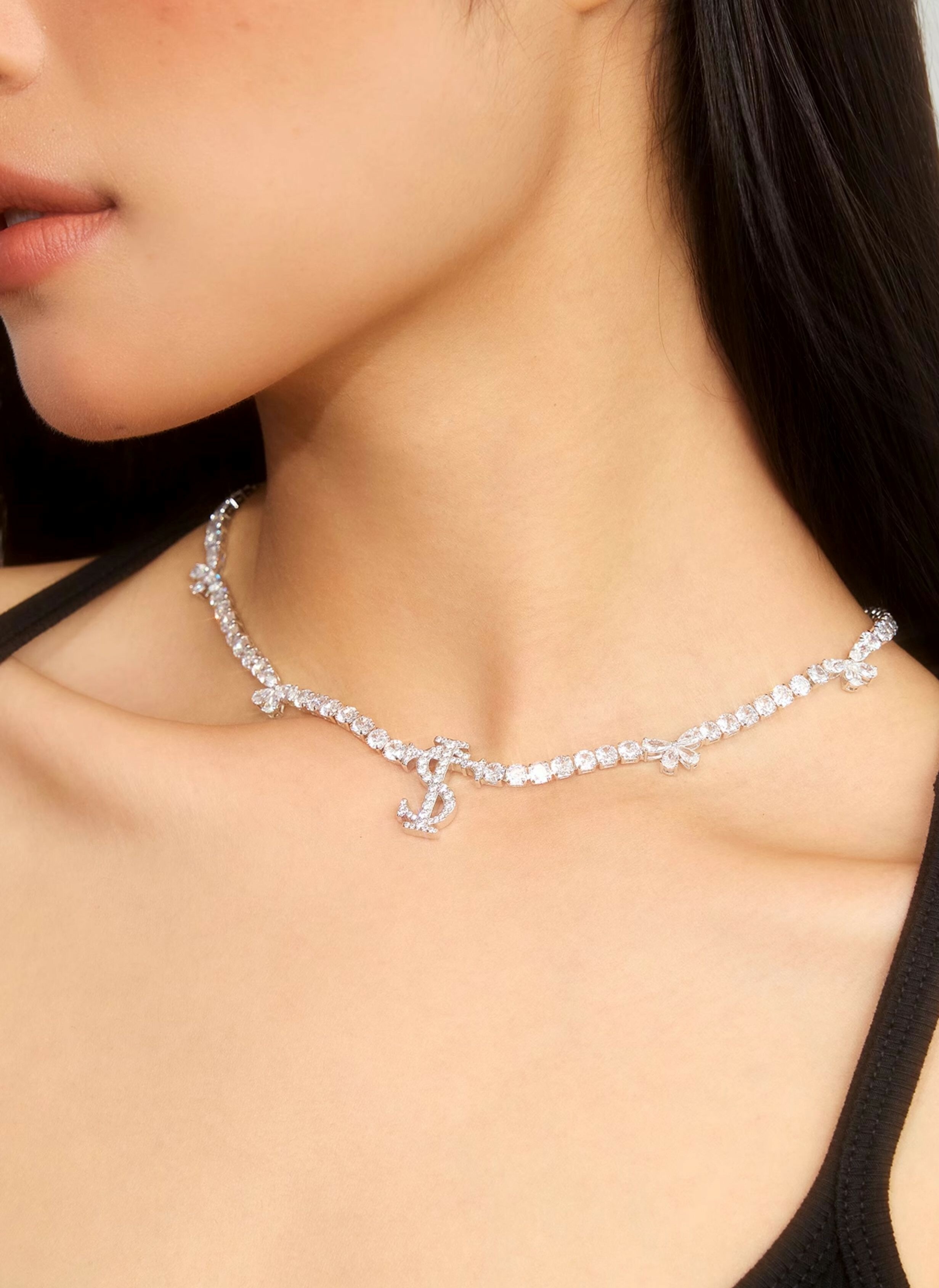 STK SmallTownKid 蝴蝶結 滿鑽鋯石 鎖骨練