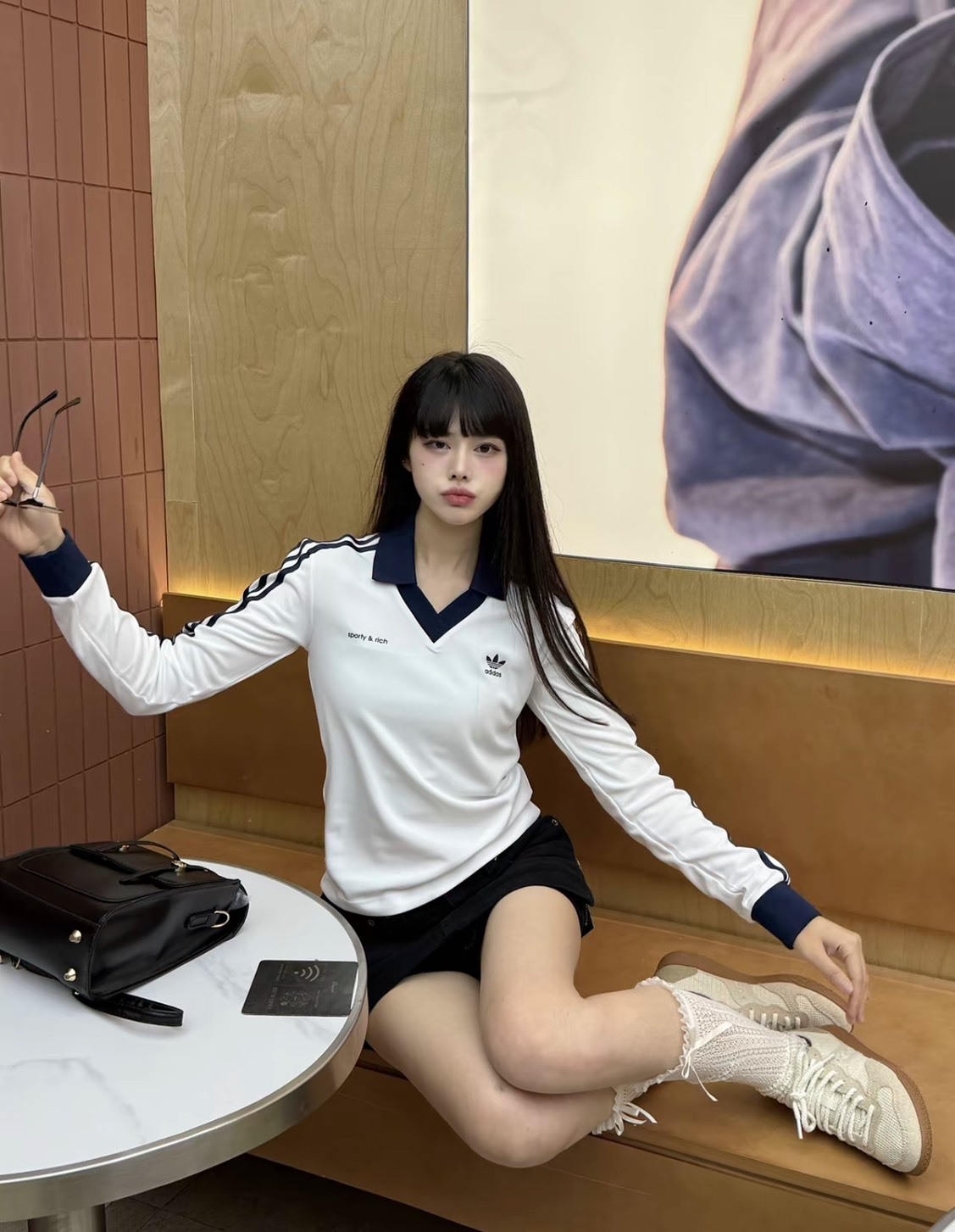 adidas Originals x Sporty & Rich 聯名  舒適時尚V領足球衣 女款 白色