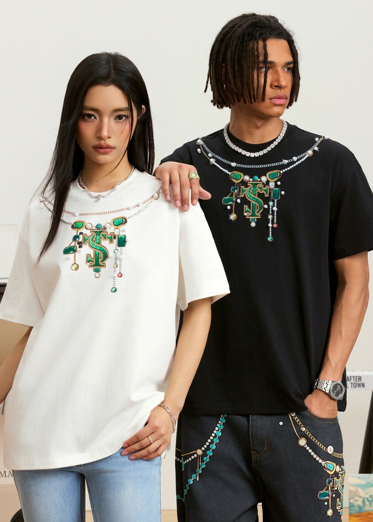 STK SmallTownKid 3D數位印花 翡翠項鍊 短袖 T恤