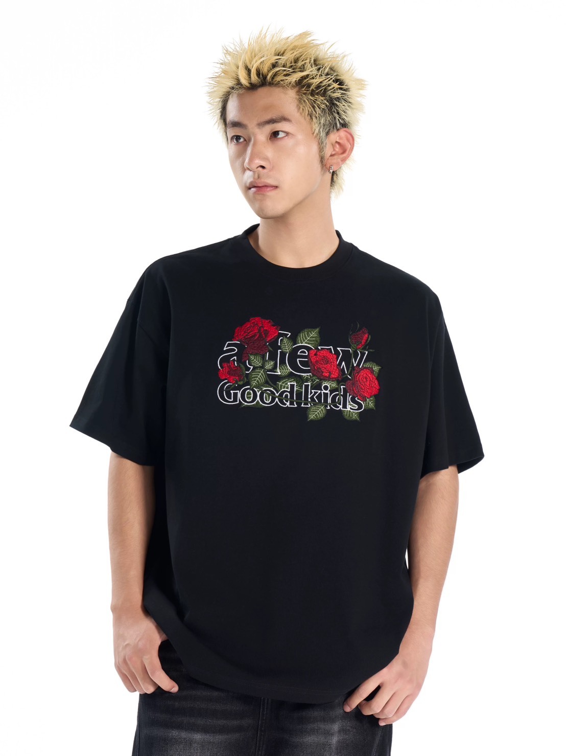 AFGK 玫瑰花刺繡 LOGO 短T A FEW GOOD KIDS