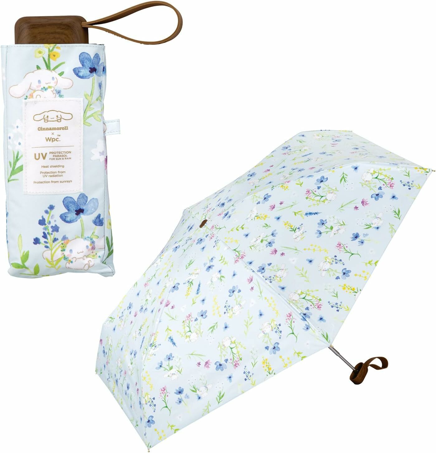 【Wpc.】Sanrio X Wpc. Sanrio Watercolor Floral Folding Umbrella｜Sanrio Characters・Cute Watercolor Style・UV Protection and Rainproof・Perfect Gift (235g)
