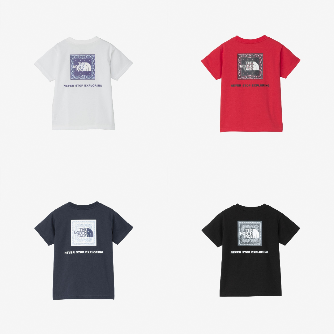 預購┃日本 中童款 THE NORTH FACE BANDANA SQUARE LOGO TEE 抗紫外線 變形蟲 短T