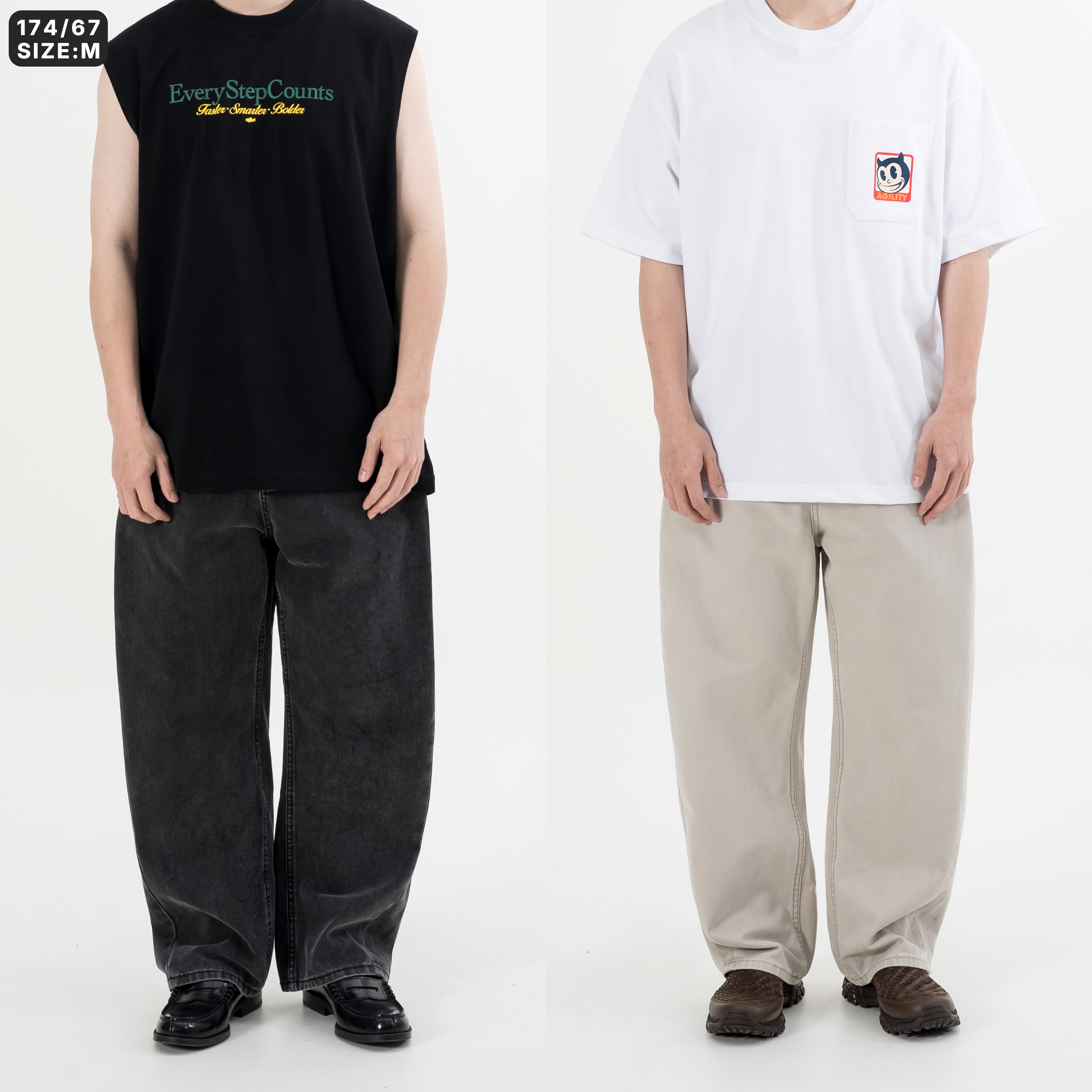 Curved Washed Pants 彎刀剪裁 水洗長褲 [PTR-428]