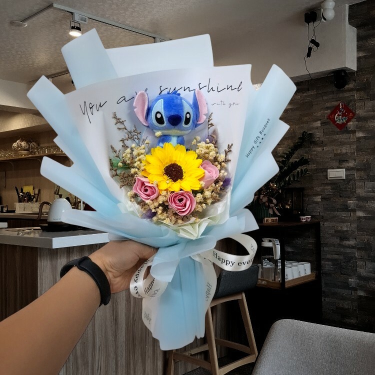 正版史迪奇香皂花乾燥花直式小花束stitch-soapflower-dryflower-bouquet