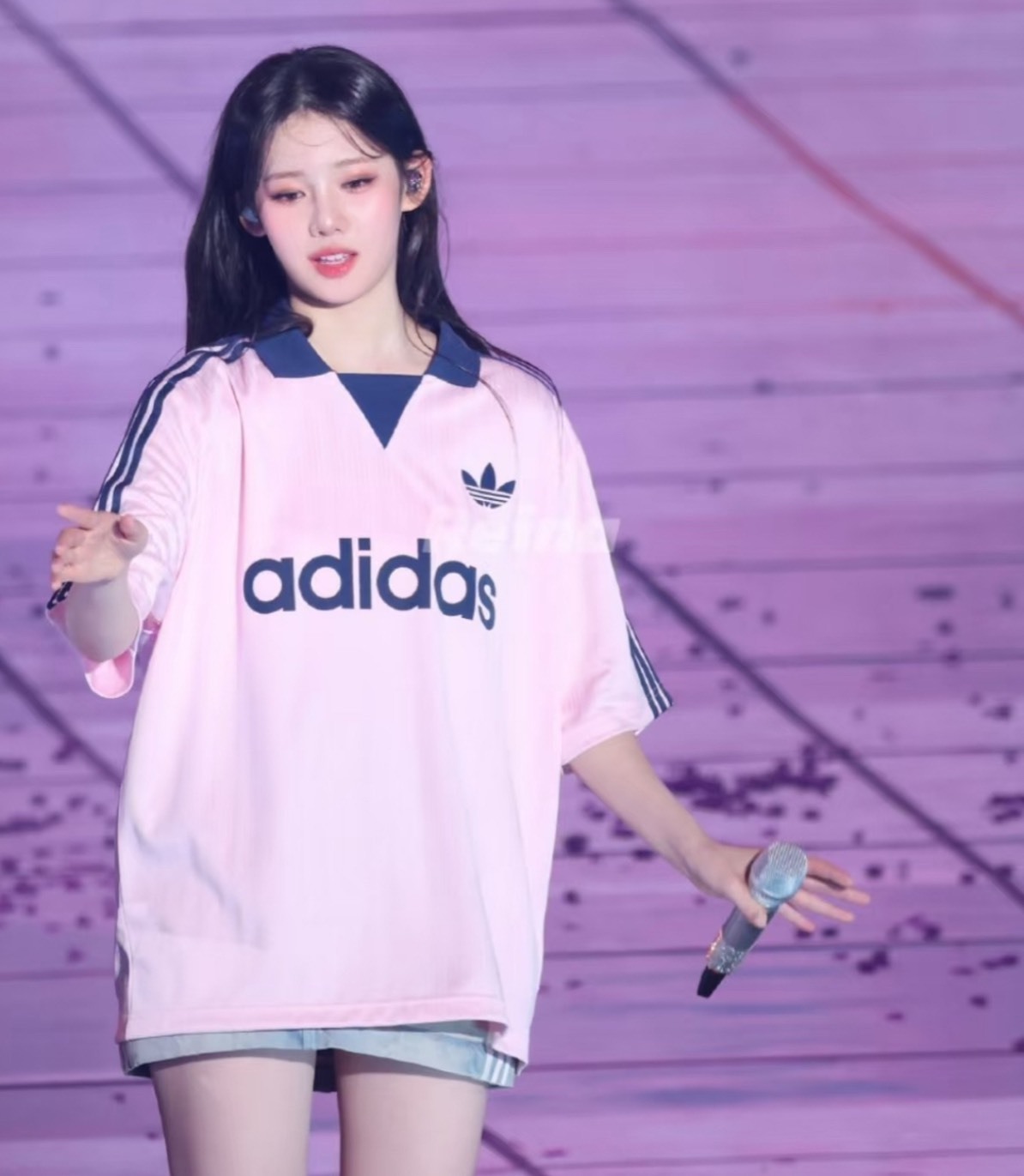 adidas Originals Logo撞色條紋寬鬆多巴胺短袖T恤 男款 粉色