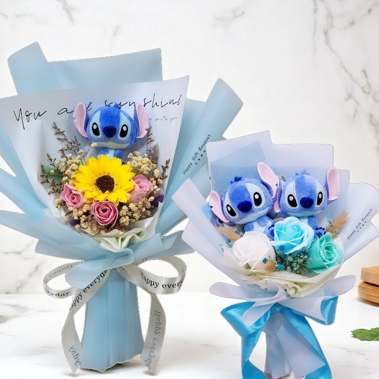 正版史迪奇香皂花乾燥花小花束stitch-soapflower-dryflower-bouquet